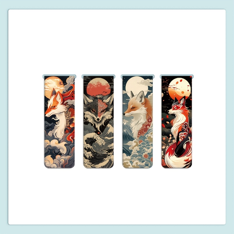 Image of Set Of 4 Magnetic Bookmarks Featuring Design, Perfect For Gifting To Librarians, Readers, Who Love Books