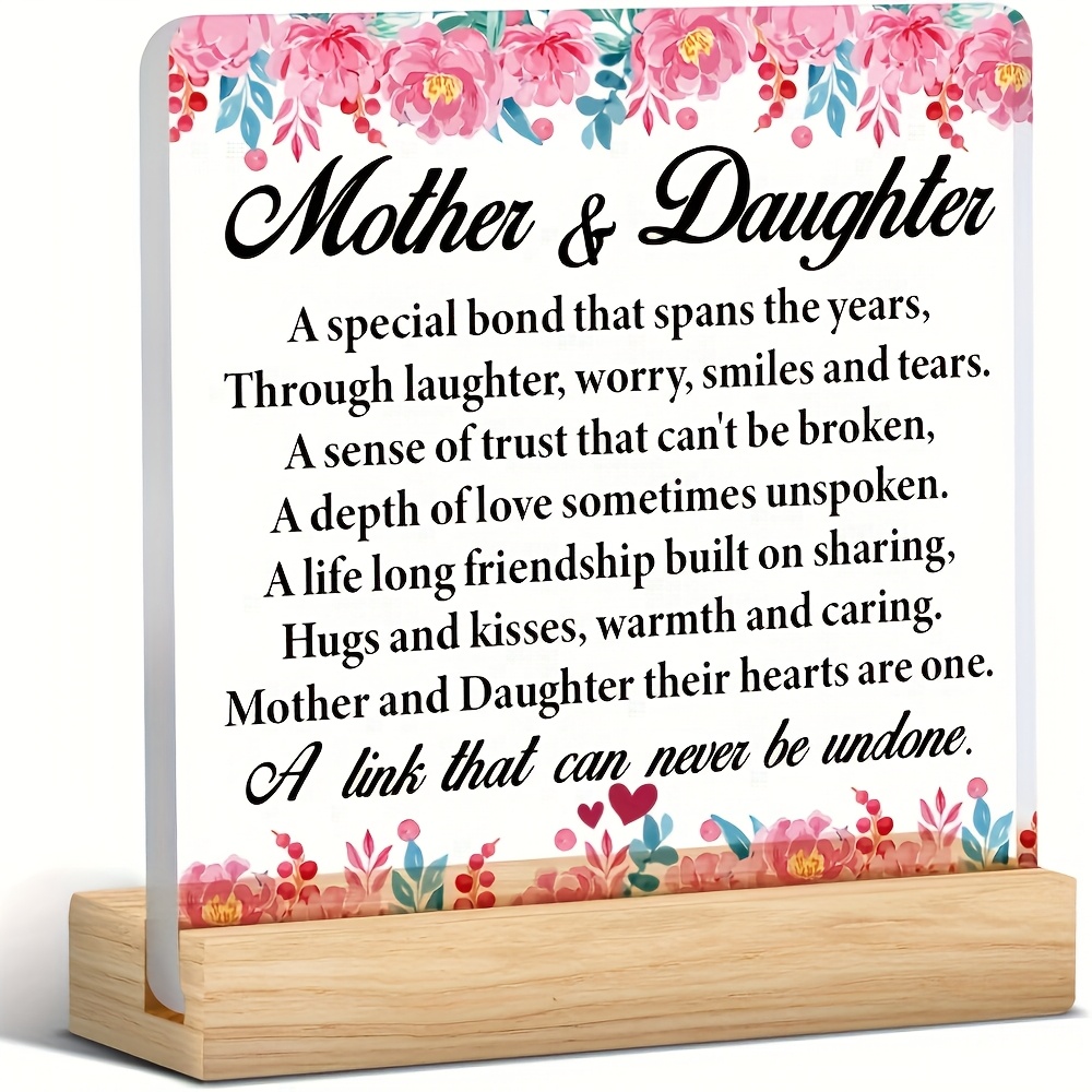 TEMU [2d Flat] [2d Flat] A Single Acrylic Keepsake For Mothers And Daughters, An Ideal Present For Occasions Like Mother's Day, Christmas, And
