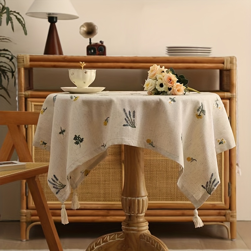 Image of 1pc Bohemian Pastoral Embroidery Spike Table Linen Easy High-grade Sense Of Luxury Household Tablecloth