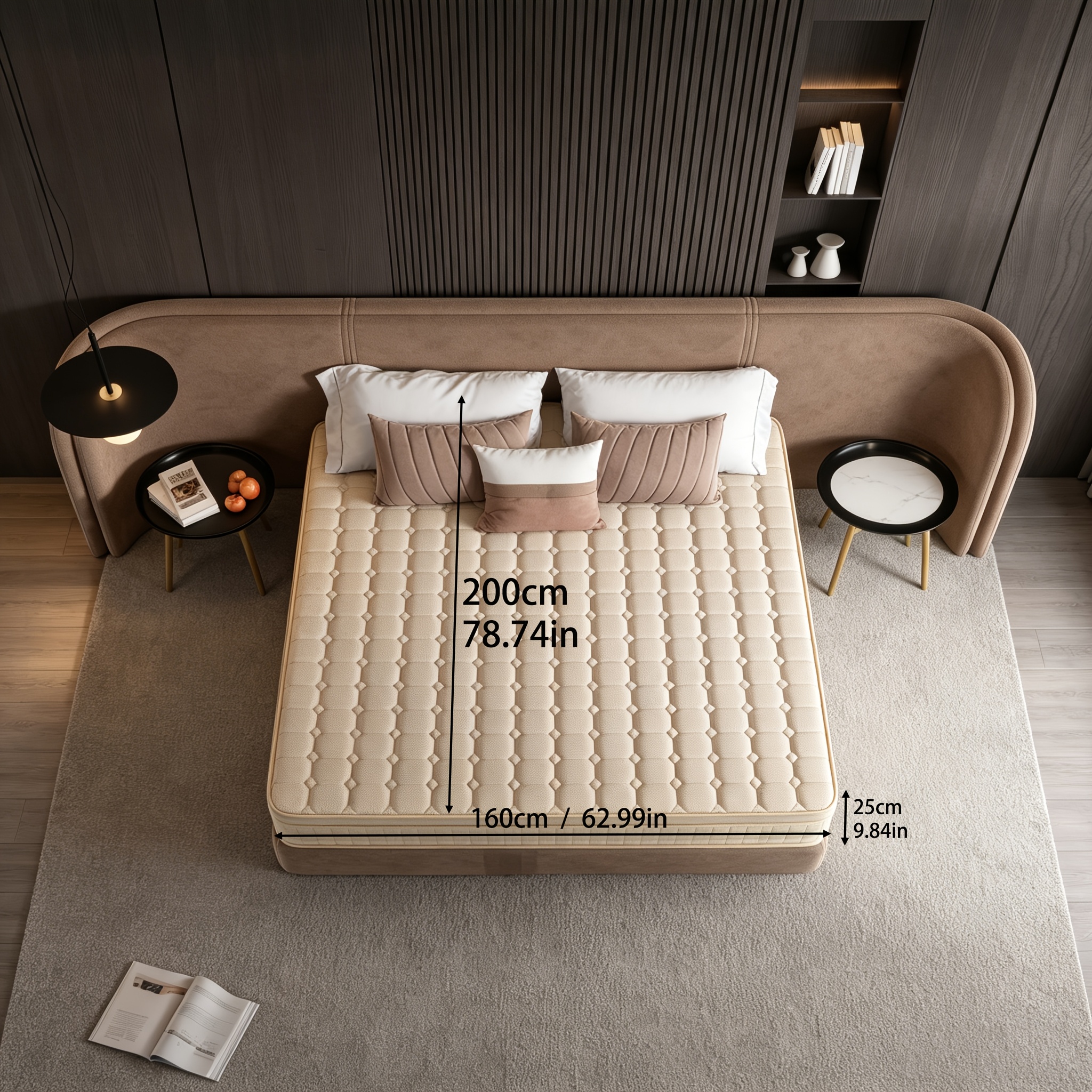 Image of Twin Size Mattress, Memory Foam Layer Mattress, Individually Pocketed Spring Mattress, Wedding Mattress, Soft And Comfortable, Medium Firmness, 25cm Thickness, 160cm X 140cm