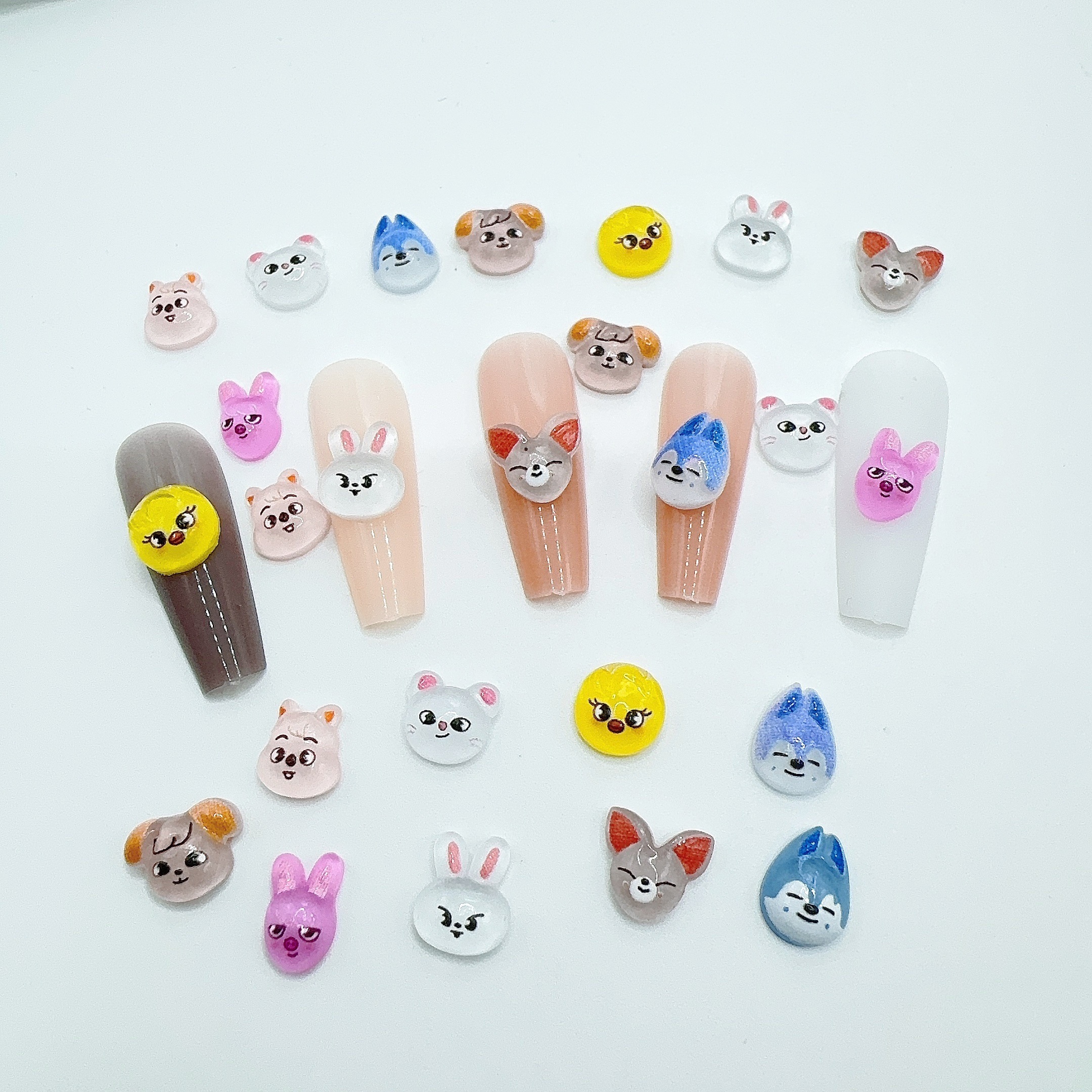 

50 Pcs Mini Cute Cartoon Animal Nail Art Studs, Flat Back Rabbit Bear Charms, Unscented Nail Decoration Accessories For Women Girls, Diyzone Brand