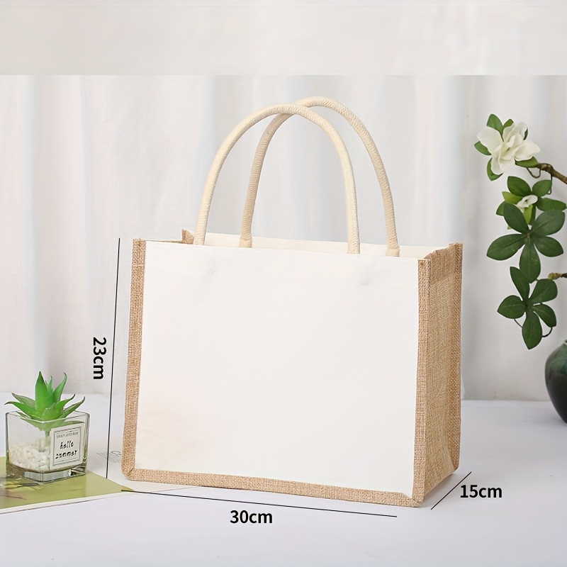 TEMU Sacs fourre-tout personnalisés 8 pièces avec logos personnalisés, sacs cadeaux de shopping vintage en toile de jute pour DIY, sacs publicitaires