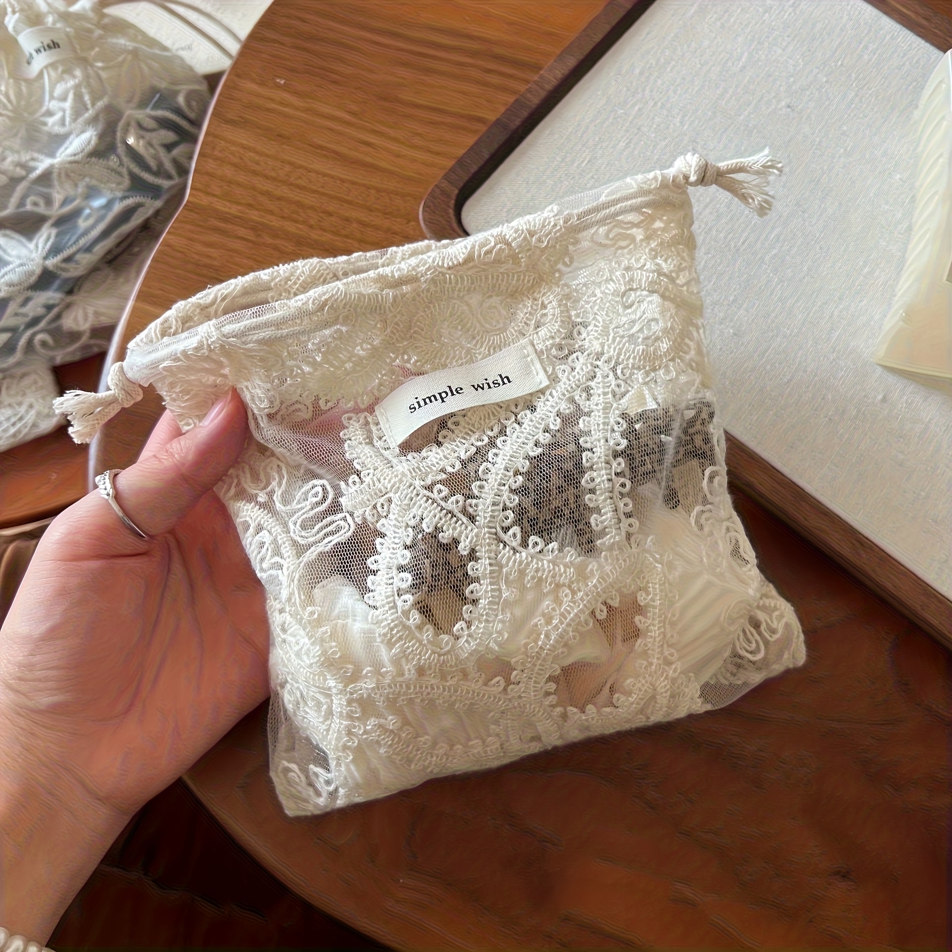 vintage lace embroidered travel drawstring pouch drawstring storage bag fabric storage pouch   bag dustproof cosmetic pouch miscellaneous item storage bag sanitary pad storage pouch storage pouch for small items like charging