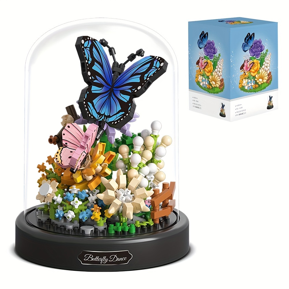 

Flower Bouquet Butterfly Building Set, Building Kit With Dust Cover, 530 Pieces Micro Bricks