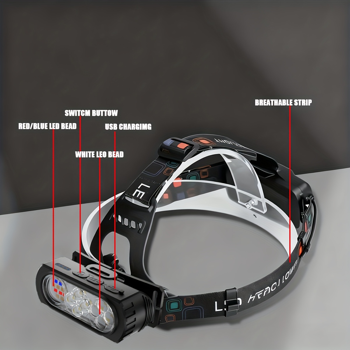 TEMU Red Light Headlamp For Hunting, Led Rechargeable Headlamp With 1000 , 3 Night Hunting Light, Tactical Headlamp Red Light Headlamp For Deer