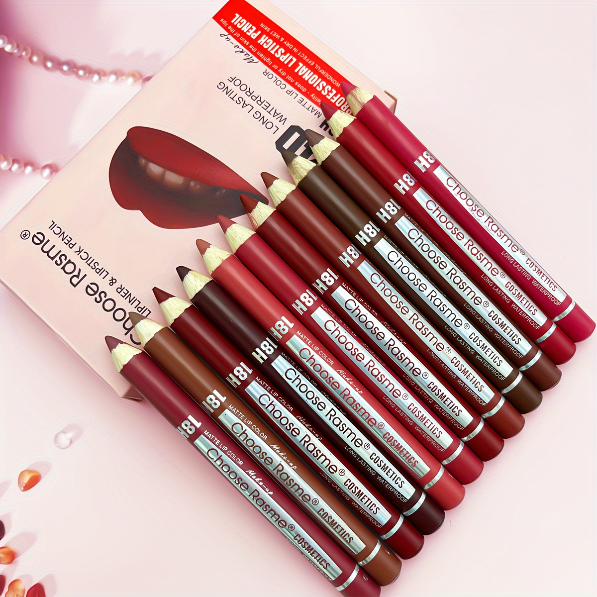 

12 Colors Lip Liner Pencil Set Non-stick Cup Matte Lipstick Pencil Lip Liner Combo Set Outline Lip Shape Waterproof Smooth Lip Makeup For All Skin Types Valentine's Day Gifts