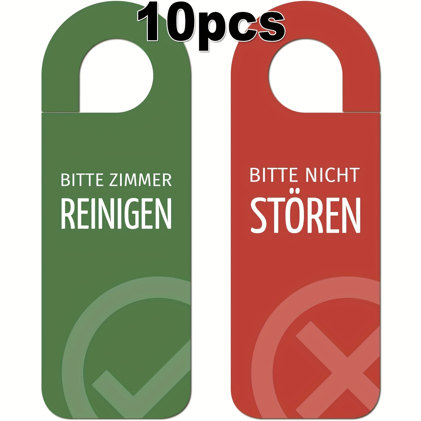 Image of 10-pack, German Porch Door Signs "please Do Not Disturb" And "cleaning Room", 300g Heavy Cardstock, Double-sided Printing, Hotel Pension Apartment Reminder Door Hangers