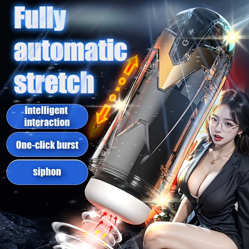 1pc Men'S Masturbation Cup Sex Toy - With 3-speed Variable Speed And 9-vibration Stretching/suction Mode; 3D Textured Penis Masturbation Cup, Used For Penis Stimulation, Valentine'S Day Gift