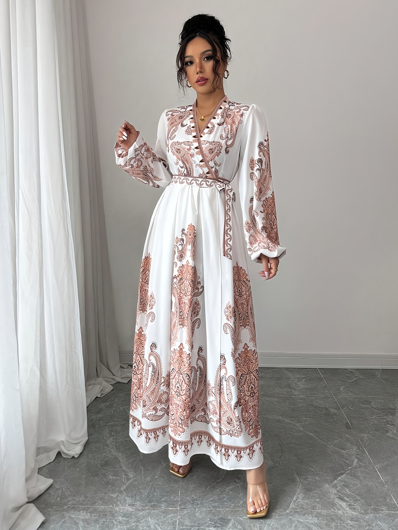 knee length dresses for ladies Zapaka Women White Courthouse Wedding Dress A Line Lace Long Sleeve Wedding Reception Dress, White / US24W main image 0