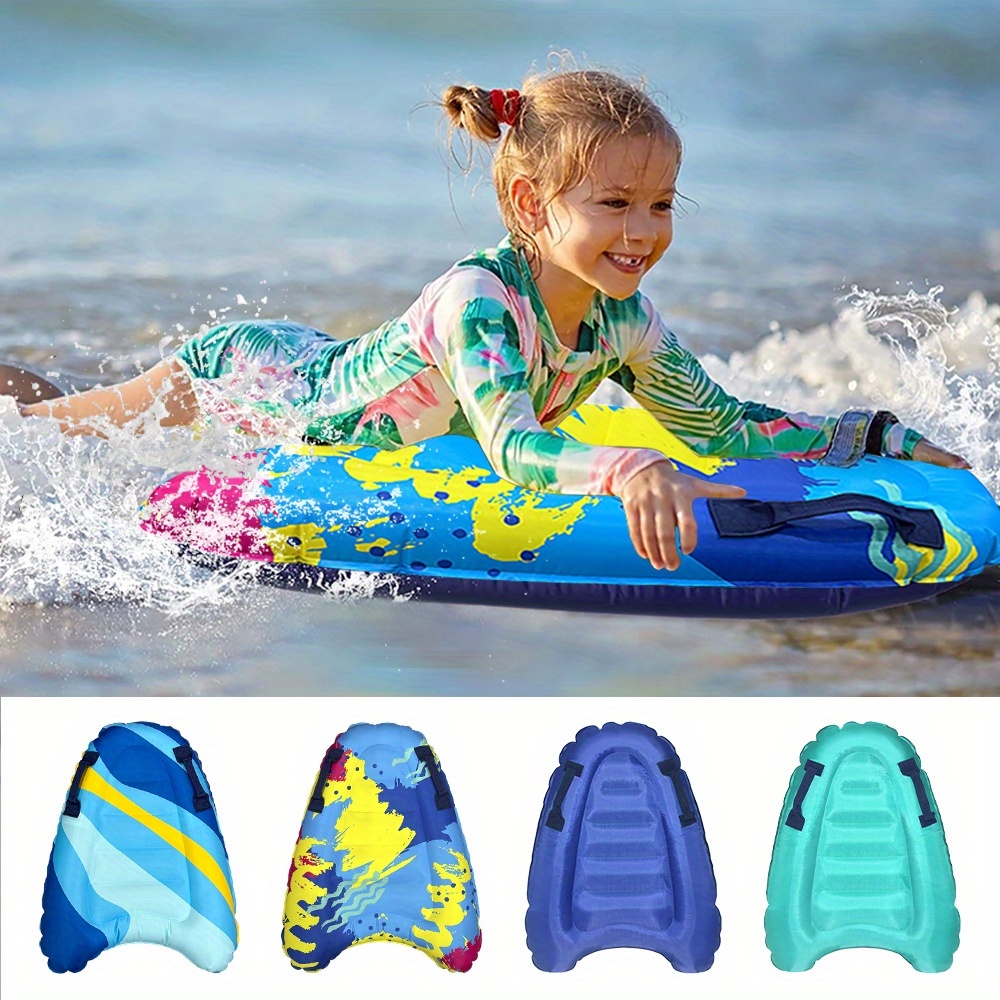 1 pieza de tablón de surf inflable   con asa - portátil, polímero  , ideal para surfear y nadar en   - diseño de rayas   y amarillas, diversión en    , accesorios de playa
