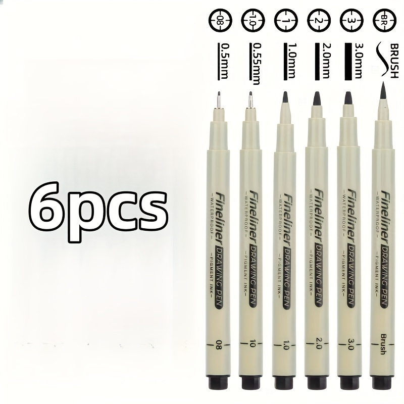 Multi-Line Drawing Pen Set, 5/6/9pcs Fine Waterproof Ink Pens