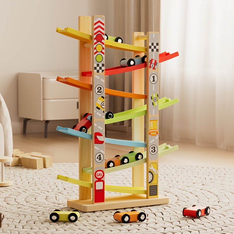 Image of Wooden - Glider Toy | Hand-pushed Gravity Toy Car Combination, Colorful Educational Preschool Toys, And Hand-eye Coordination Training Development, Funny Game, Birthday Party Halloween Thanksgivi