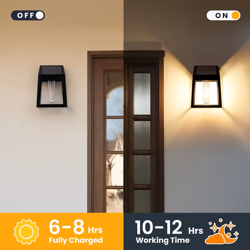 2pcs solar wall light plaster wall light wall installation solar lamp decoration solar wall light sensor lamp automatically your yard porch garden road garage Product details 7