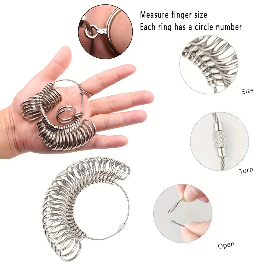 Metal Ring Sizer Finger Gauge Sizing Measuring Jewelry Tool