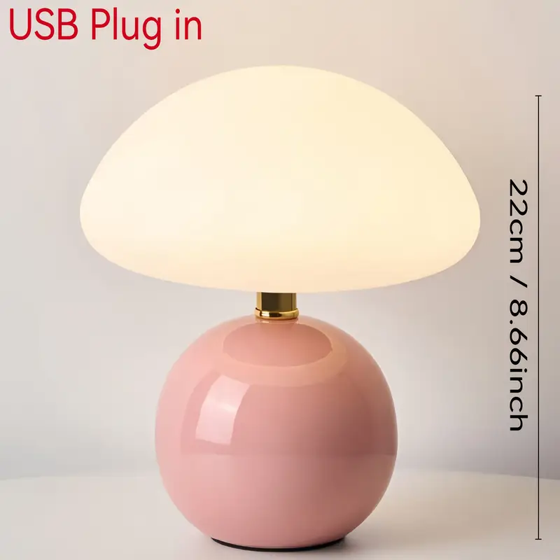 elegant usb powered ceramic mushroom table lamp with adjustable brightness touch control soft dimmable light for bedroom living room desk and home office decor usb lighting fixture living room lamp desk lamp sleek cylindrical shade durable plastic body Product details 0