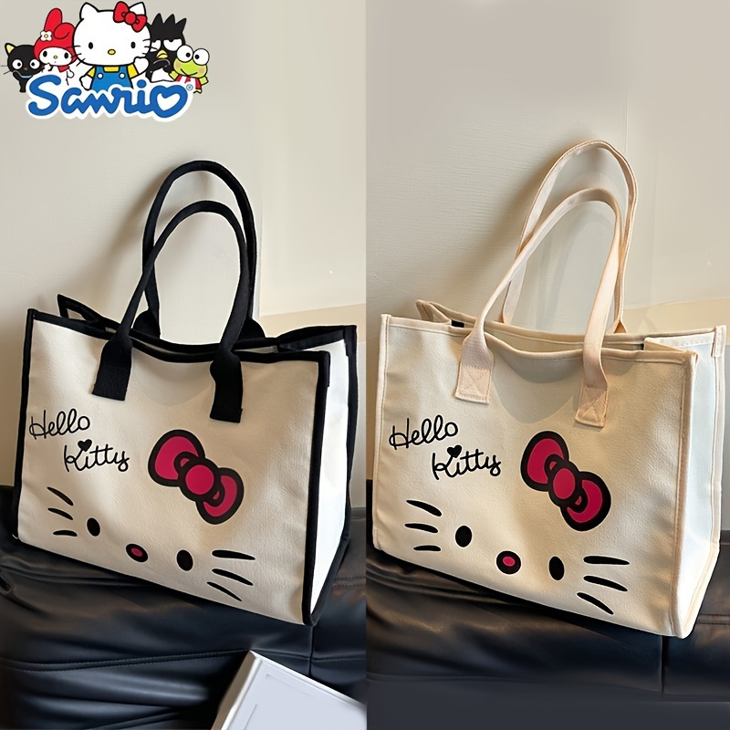 

[authorized] Sanrio Hello Cute Canvas Handbag Fashionable And Simple Handbag Large Capacity Tote Bag Cartoon Anime Handbag Suitable For Commuting To School Work Christmas Easter Birthday Gift