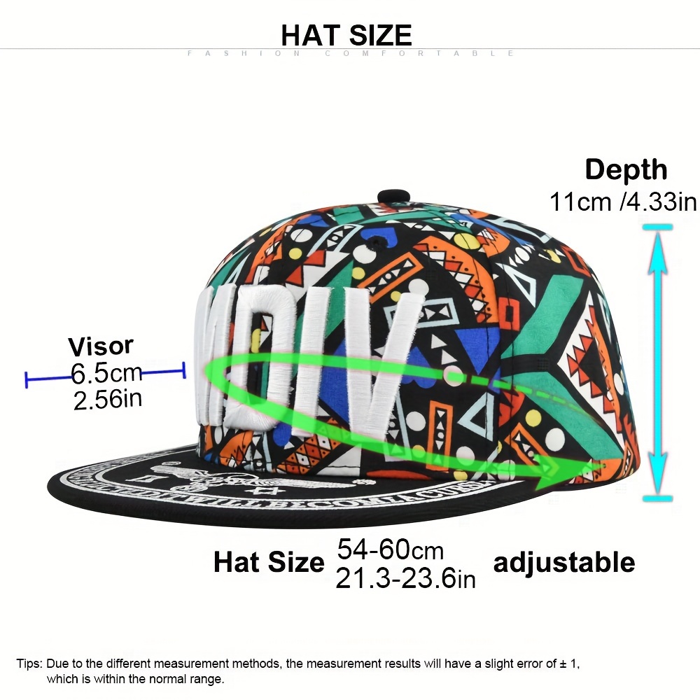 Hip Hop Style Mdiv Print Flat Brim Baseball UV Protection Street Trucker Hat, Trucker for Men Women,Temu