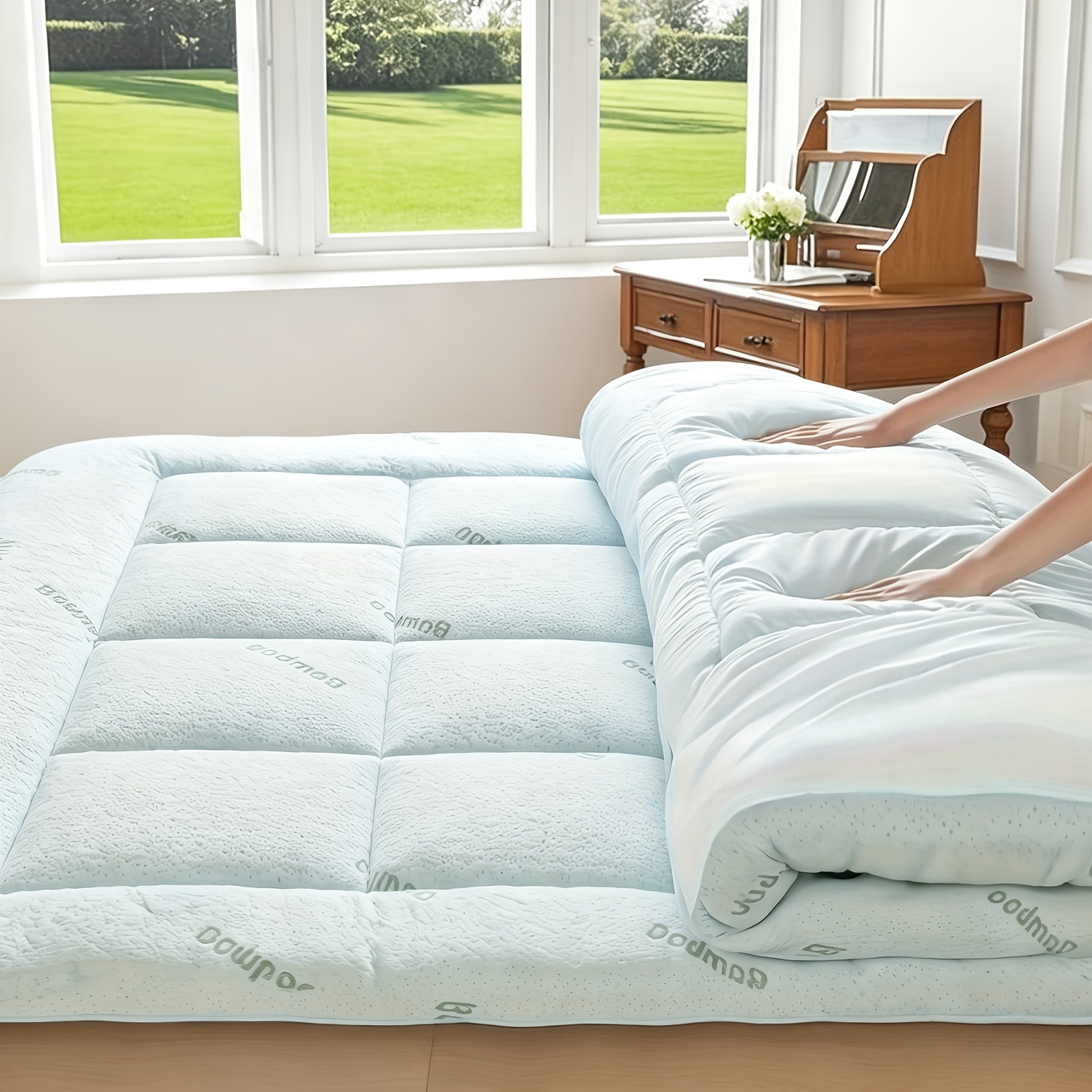 Cooling Topper, Pillow Top Breathable Mattress Pad For Sleeping, Soft Mattress Topper Pillow Top With 8-21" Deep Pocket