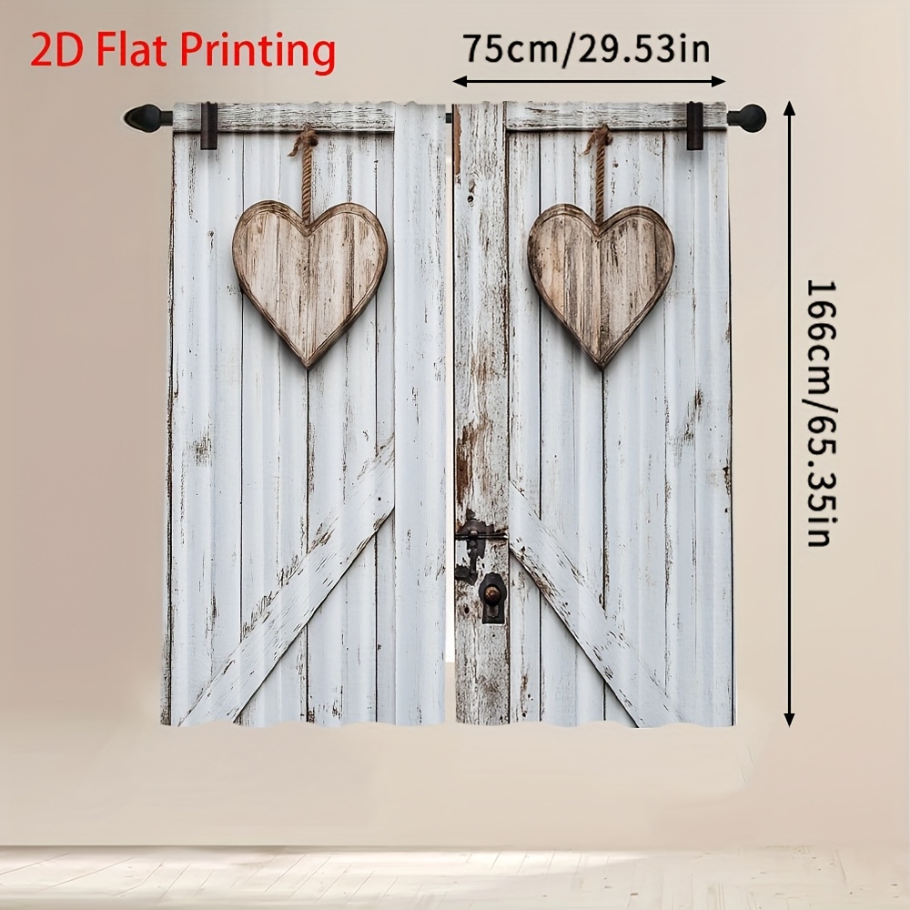 TEMU 2D Plat - Ensemble de Panneaux de Rideaux Imprimés 2D Plat avec un Design de Porte de de Ferme Rustique, Fabriqués en Tissu Polyester Polyvalent