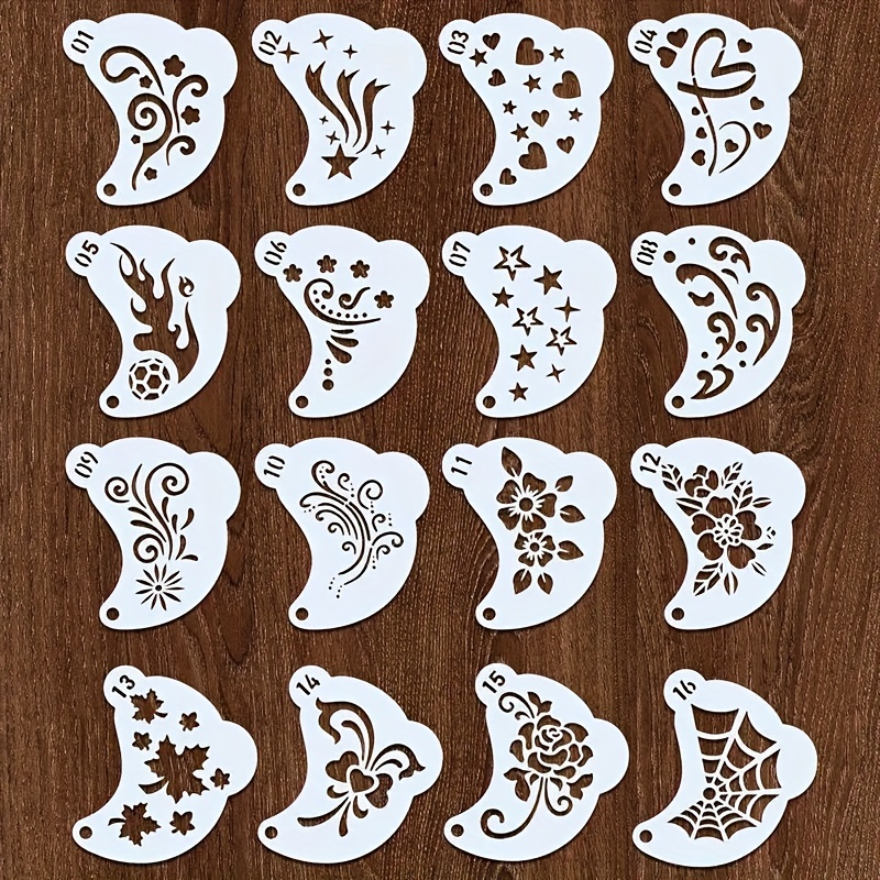 

16-pack Reusable Plastic Stencils For Painting, Face Templates For Makeup Parties, Cosplay & Birthdays, Diy Wall Decor, Scrapbooking, Watercolor & Graffiti Art - Versatile Shape Mold Tool