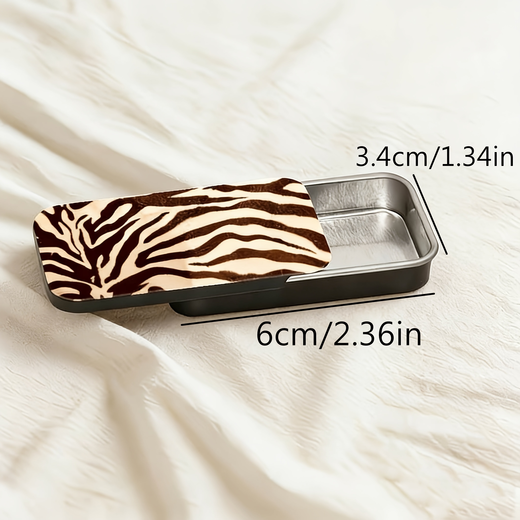 Image of 1 Interesting Metal Matchbox With Zebra , Matches Not Included, Sliding Lid Metal Case, Unique And Fun Container, Reusable Storage Box