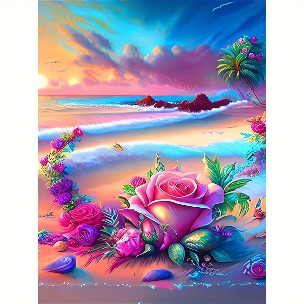 

30*40cm/11.8*15.7in Flowers Diy 5d Diamond Painting Full Diamond With Number Kits Home And Kitchen Fashion Mosaic Diamond Painting Canvas Wall Decoration Gift Crafts Frameless