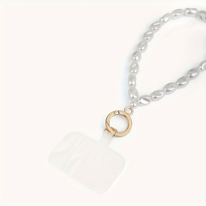 Pearl Phone Charm With Gold-tone Clasp, Elegant Accessory For Mobile Devices, Versatile Compatibility, Gift With Phone Clip Included