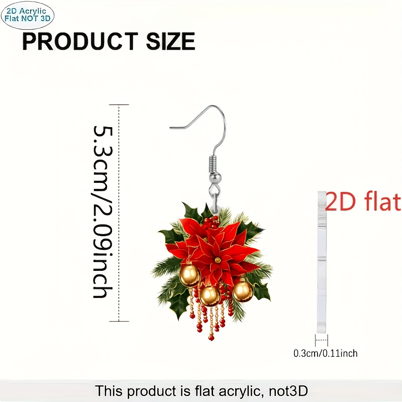 2D Flat Versatile Acrylic Pendant Earrings with Gilded Sacred Red Design