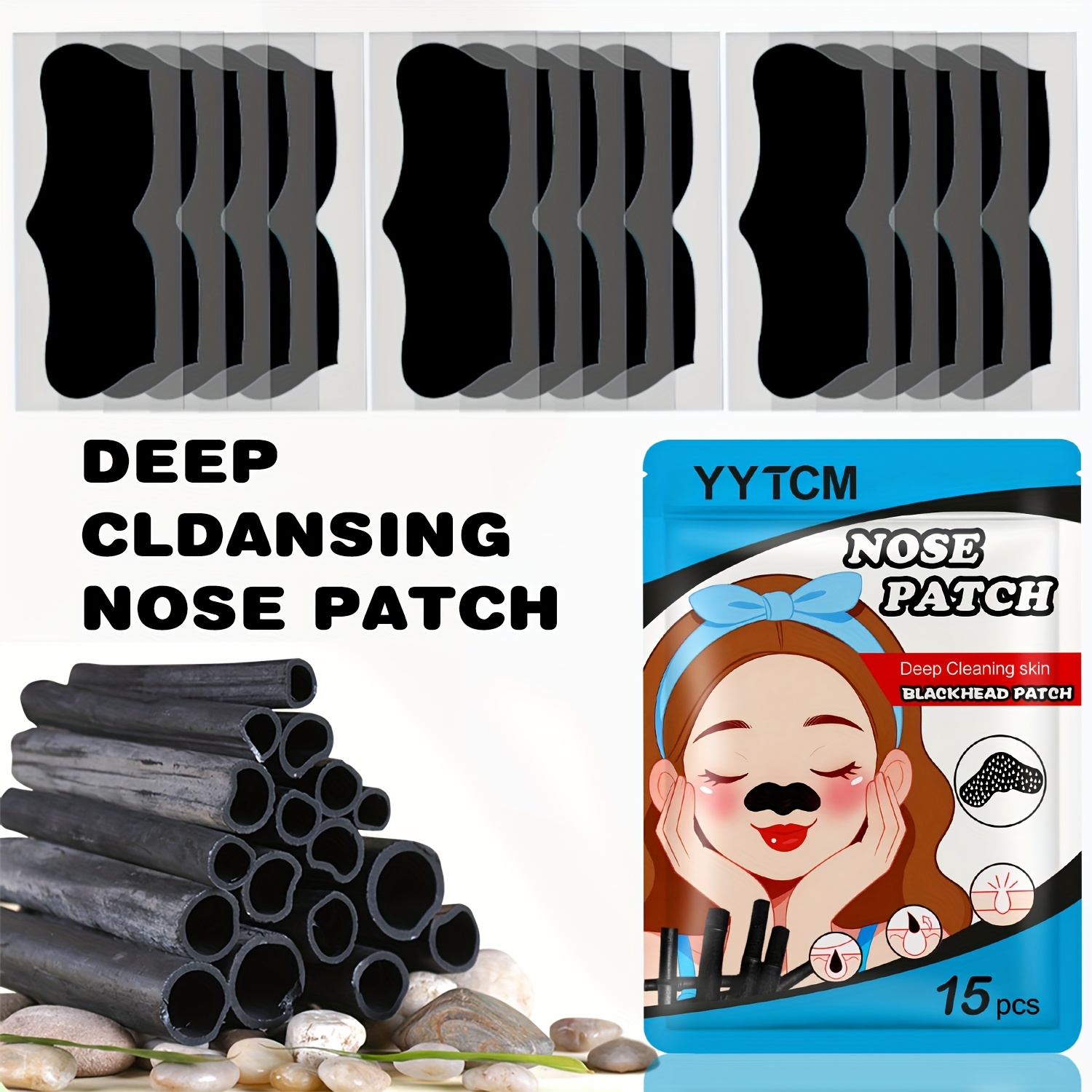 Large Size Blackhead Strips, Gentle and Non-Irritating, 15pcs