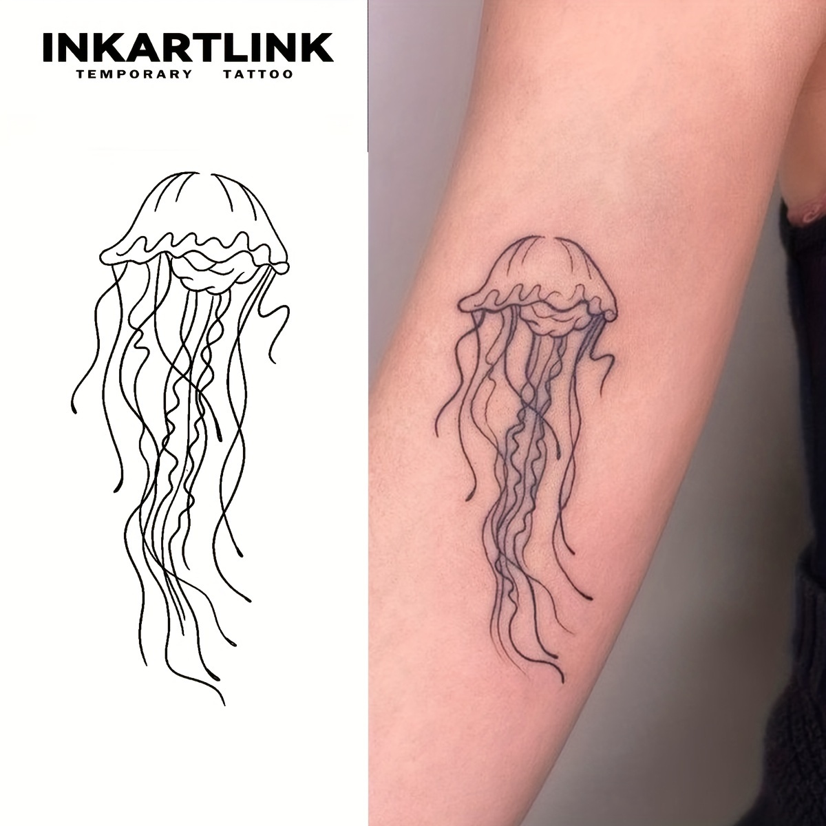 INKARTLINK * Technology Tattoos, Semi-Permanent Tattoos, Jellyfish *  Tattoos, Temporary Tattoos * Tattoos, Waterproof, Authentic Tattoo * Plant  ..., image size:1200x1200
