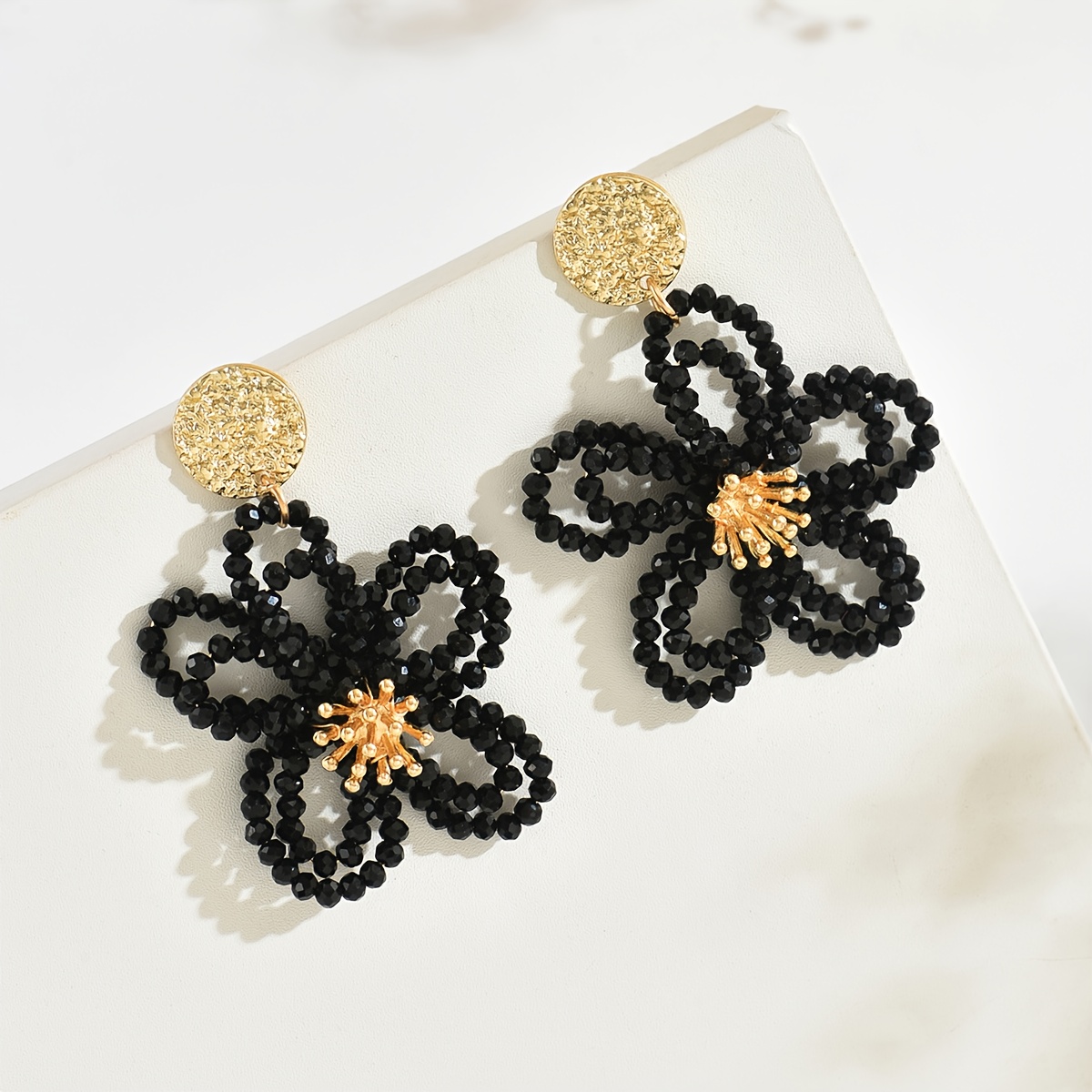 Women's Bohemian Hand-Beaded Hollow Flower Earrings