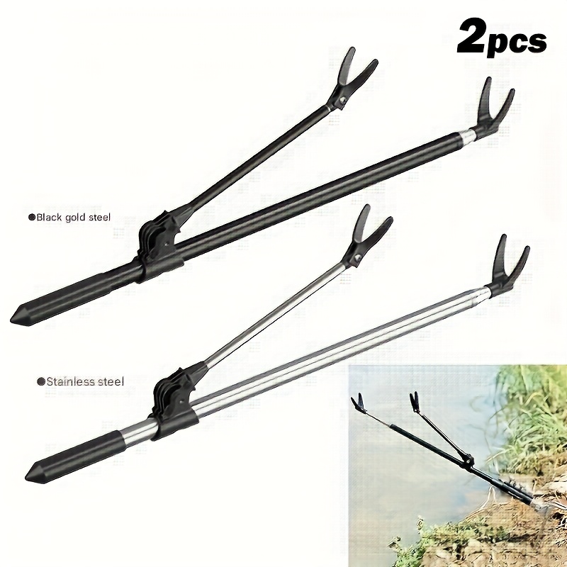 E-shop HQZOOMEE 2 Stk. langlebiger Teleskop-Angelrutenhalter aus Edelstahl - 205 cm/80,71 Zoll, Bodeneinsatz-Design für Angelzubehör im Freien
