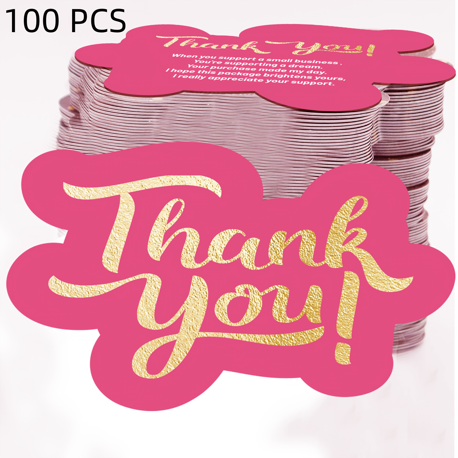 100 Unique Thank You Cards For Small Businesses, Pink Thank You Cards For Small , Double-sided Printing Instructions For Online Retail Store Owners