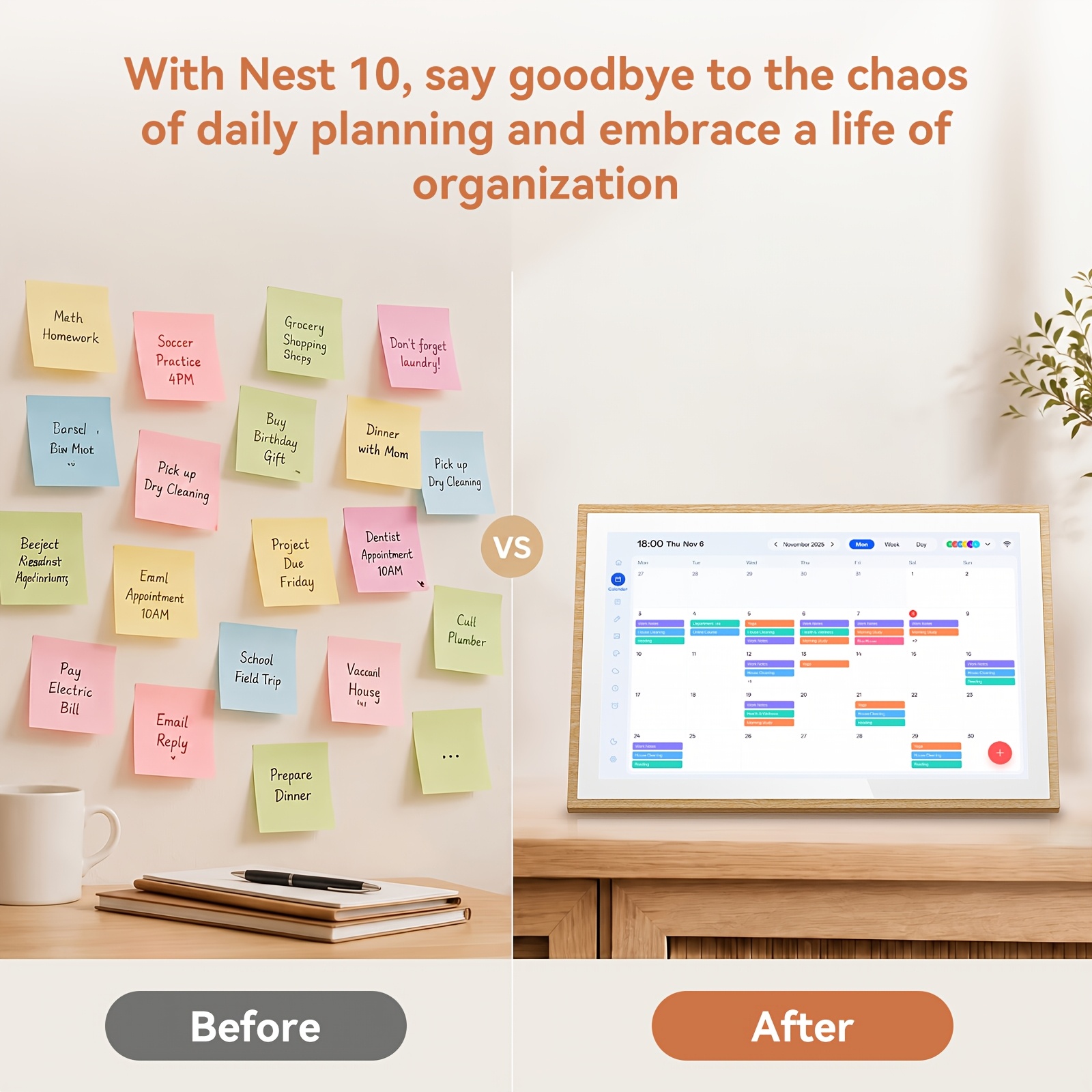 Smart Digital Calendar with Touchscreen and Meal Planning