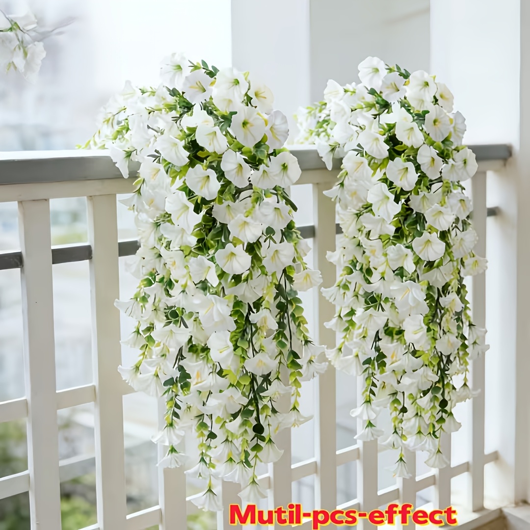 2pcs white hanging basket artificial flowers realistic - Temu Cyprus