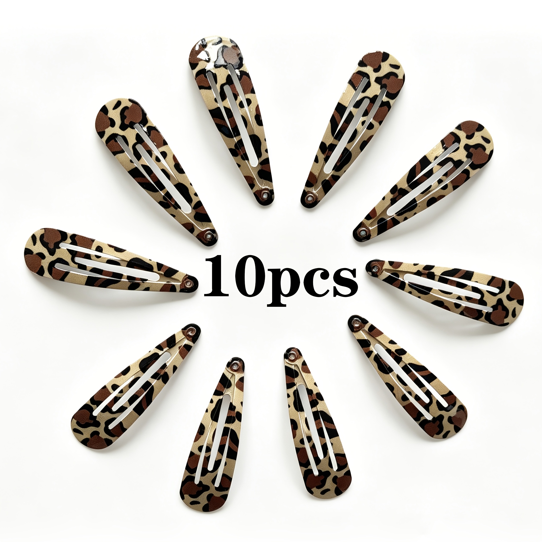 TEMU 10pcs Set Leopard Print Vintage Five-pointed Star Hair Clips, Bangs And Side Hair Clips For Women And