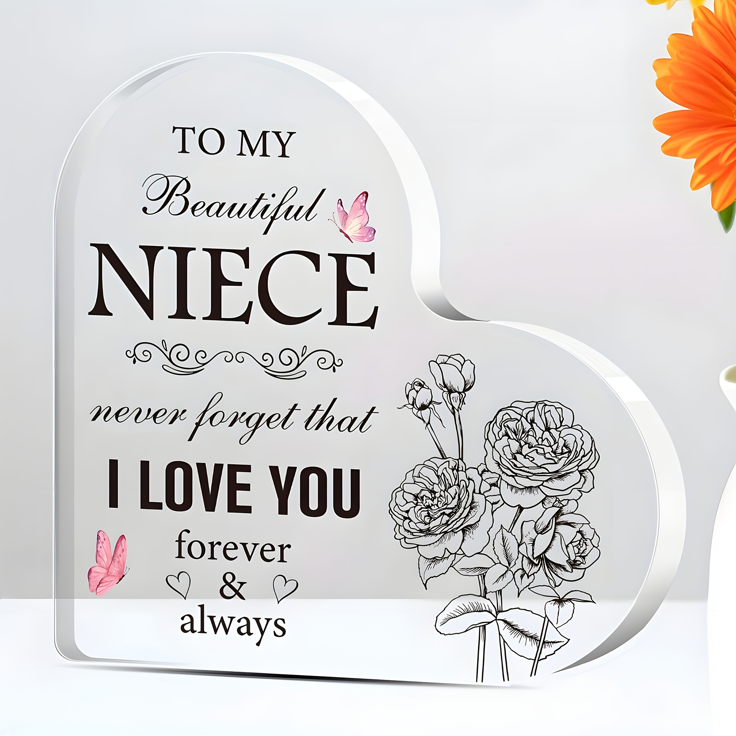 TEMU A Single Acrylic Heart Keepsake For Your Niece - "i Love You", A Transparent Acrylic Decoration Gift Suitable For Any Occasion, Including