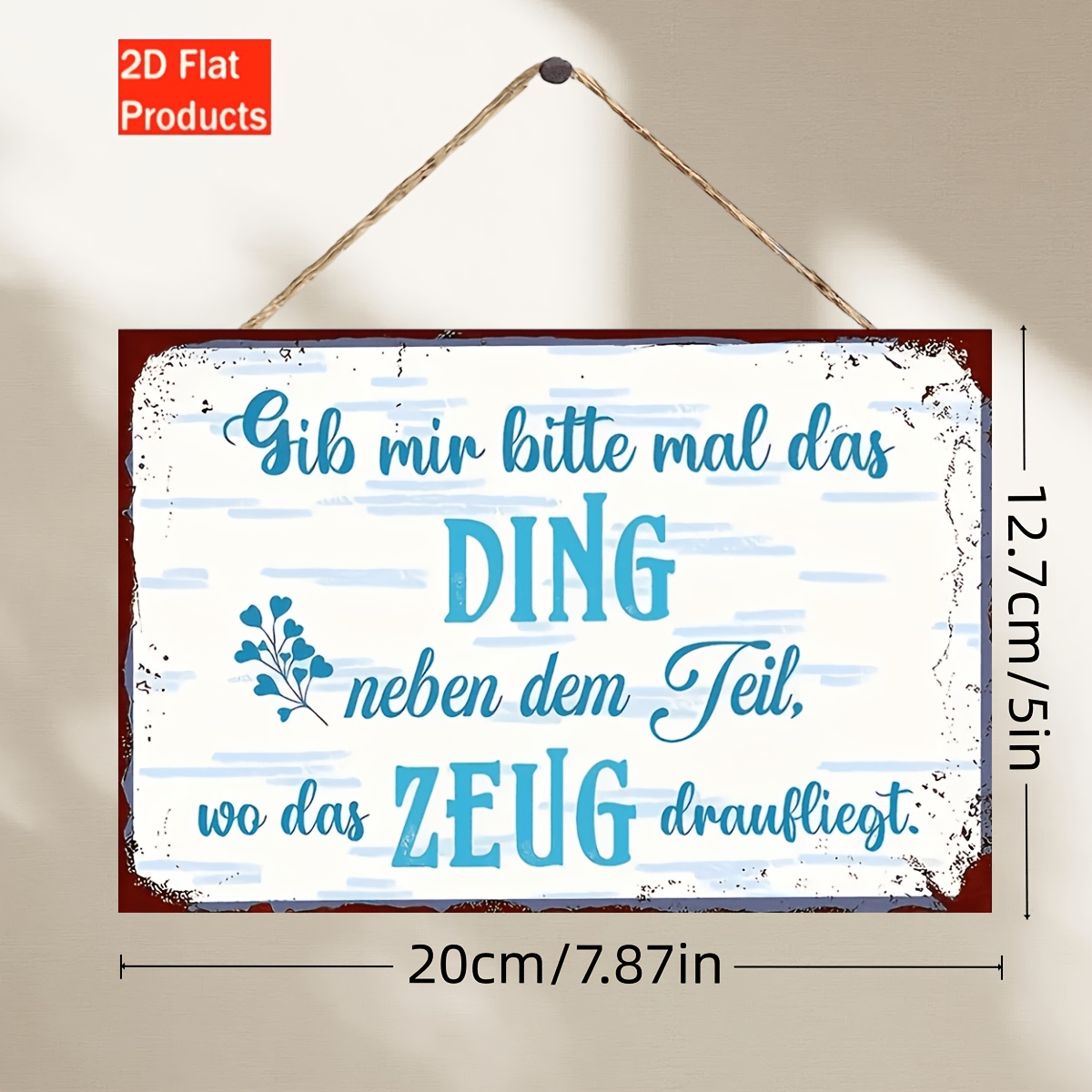 TEMU 2d Flat, 2d Flat - 1pc Vintage Wooden Wall Art Sign With A Humorous German Slogan: "please Give Me Next ." Dimensions: 12.8x20cm, A Rugged Blue