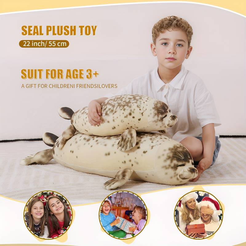 Giant Seal Plush Pillow - 24" Super Soft Stuffed Animal (Ocean Themed Room Decor)