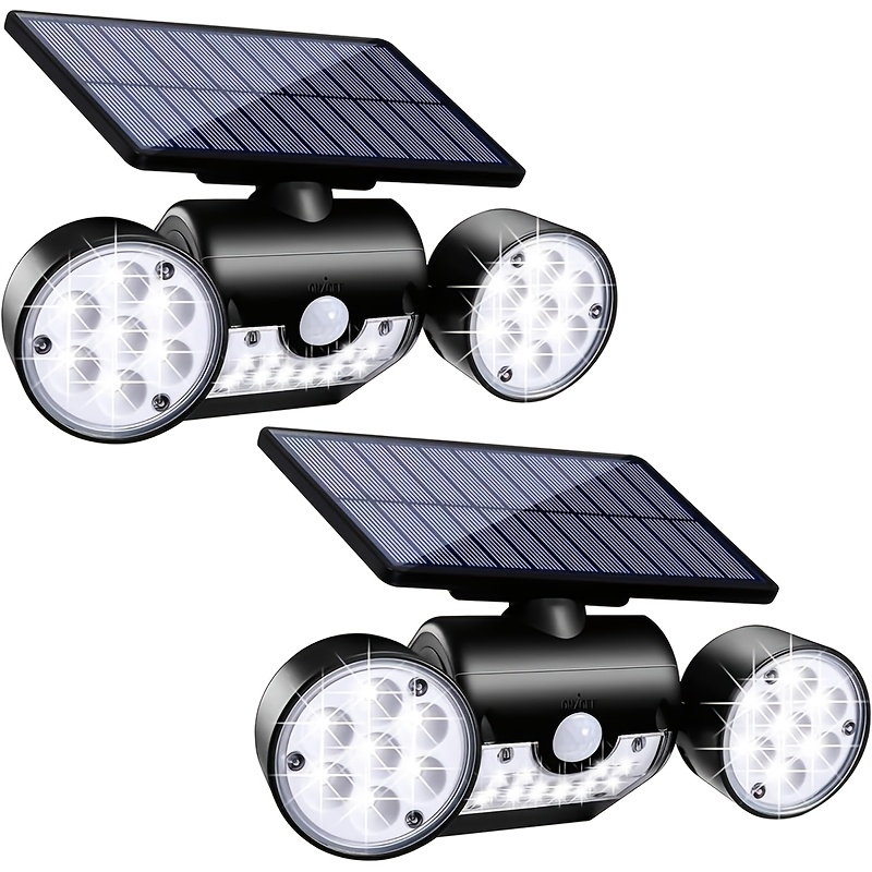 TEMU Solar Lights Outdoor, Motion Sensor Security Lights Solar Wall Lights With Dual Head Spotlights 30 Led 360°adjustable Outdoor For Garden Garage