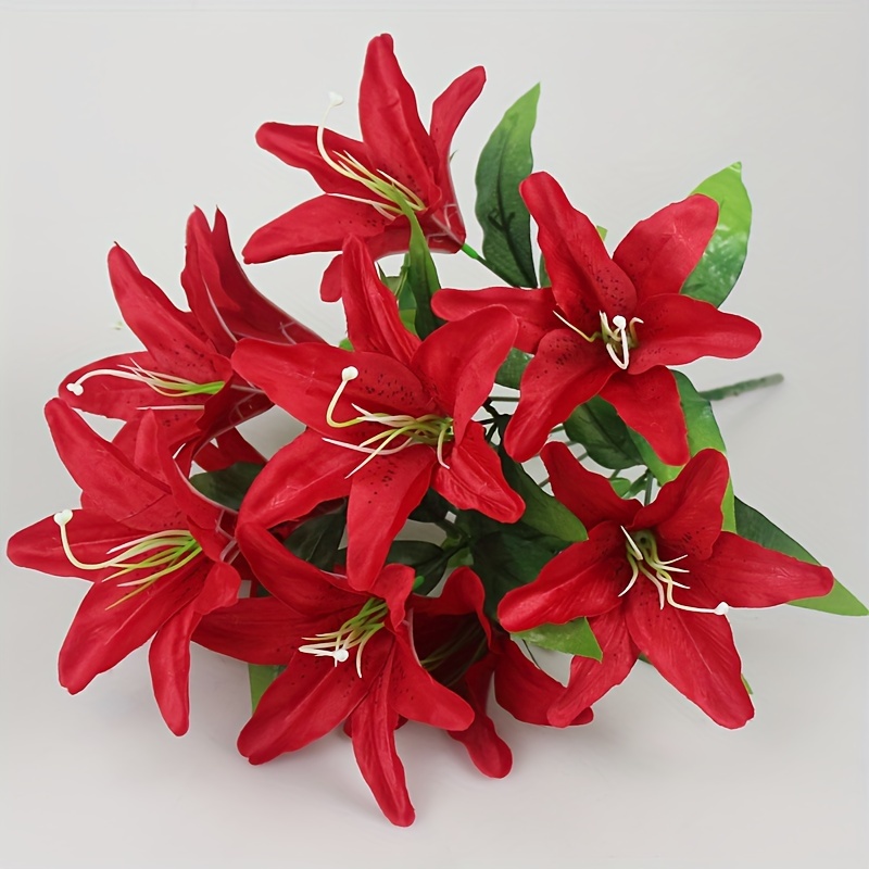 TEMU 1pc 10 Heads Small Lily Simulation Bouquet, Restaurant Room Decoration Flower, Vase Flower Arrangement