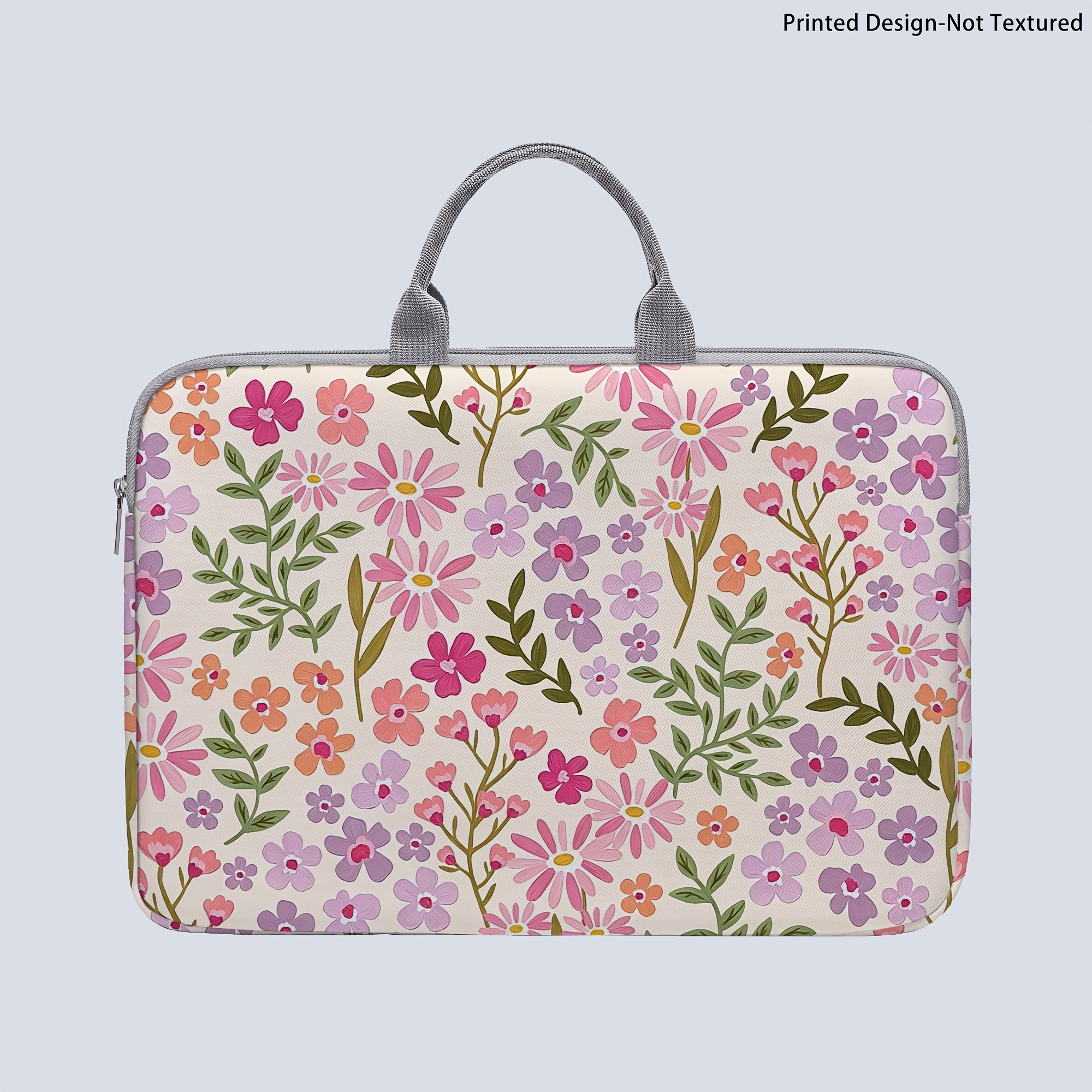 TEMU [printed Design-not Textured] Laptop Bag, Floral Print Laptop Bag, Briefcase-style Fabric Bag, Suitable For 14-inch Laptops, Soft Laptop Sleeve,