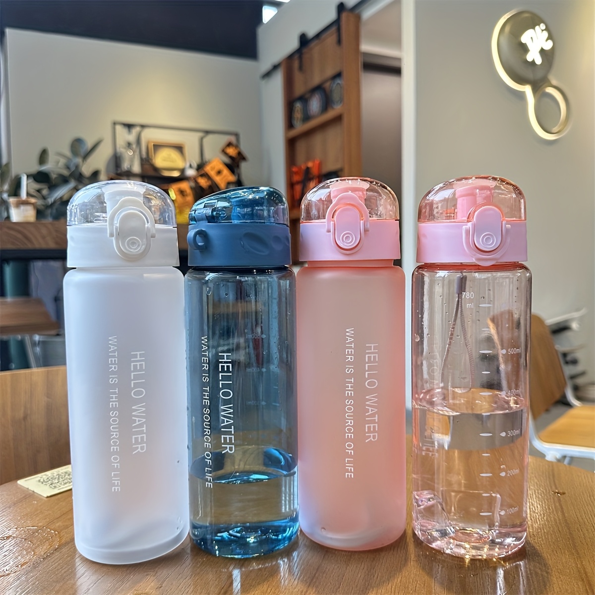 780ml BPA-Free Sports Water Bottle with Time Marker & Motivational Quotes - Large Capacity, Portable, Leak-Proof Flip Lid for Outdoor Activities, Gym, or Daily Hydration (Blue & Pink), Outdoor Hydration Bottle | Gradient Design Bottle