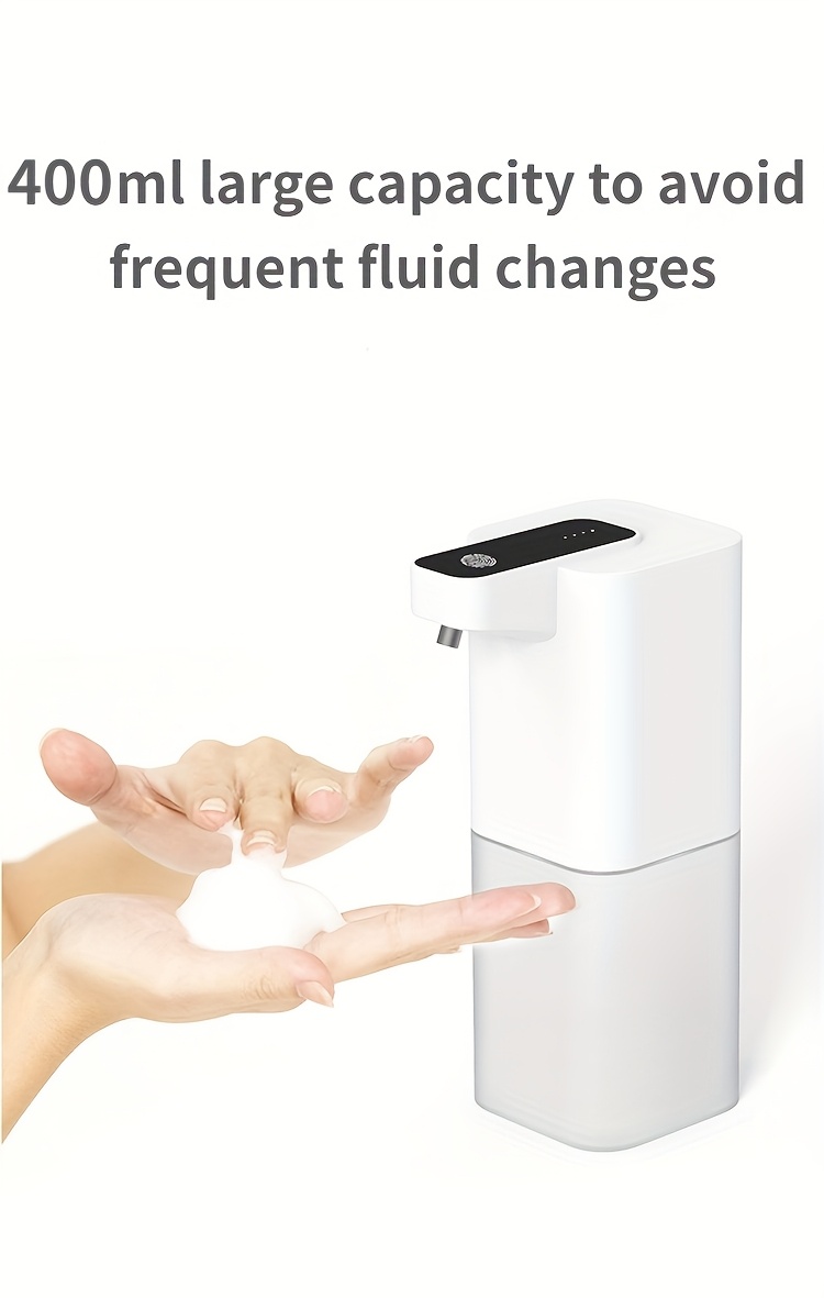 automatic soap dispenser 4 adjustable output levels 3 spray   400ml capacity   usb c rechargeable lithium battery 500mah freestanding plastic material with reusable design for easy and   details 2
