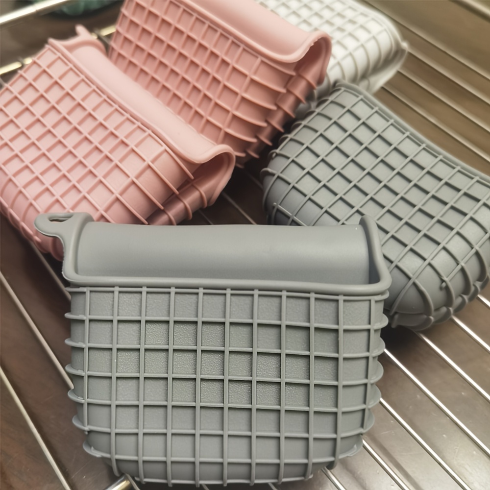 2pcs of silicone pot handle cover - silicone hand clip - anti slip, with textured surface to ensure cooking safety, thickened anti scald design suitable for kitchen use, cookware handle protective cover, kitchen essentials