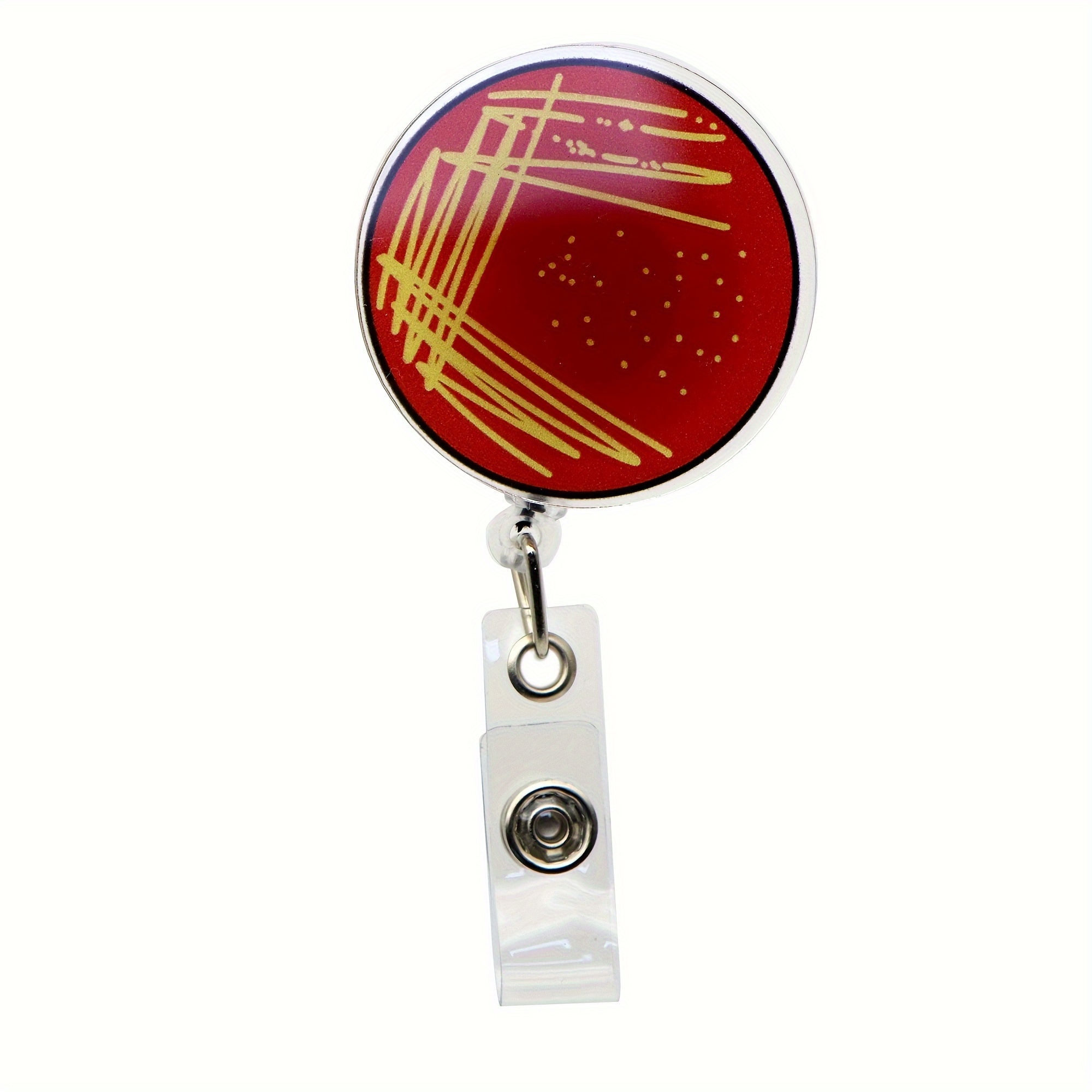 

Microbiology Acrylic Retractable Badge Holder Reel With Clip For Hospital Nurse, Id Card Holder, Abs Material, Durable And Stylish - 1pc