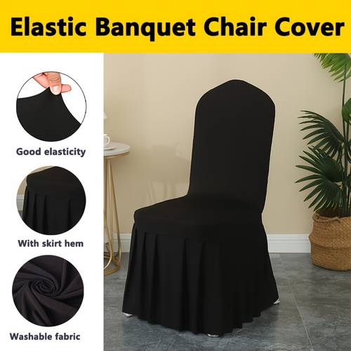 6 12pcs chair cover with skirt long elastic spandex dining chair slipcover protective cover wedding elastic dining chair cover detachable and washable suitable for hotels weddings banquets and household home decor