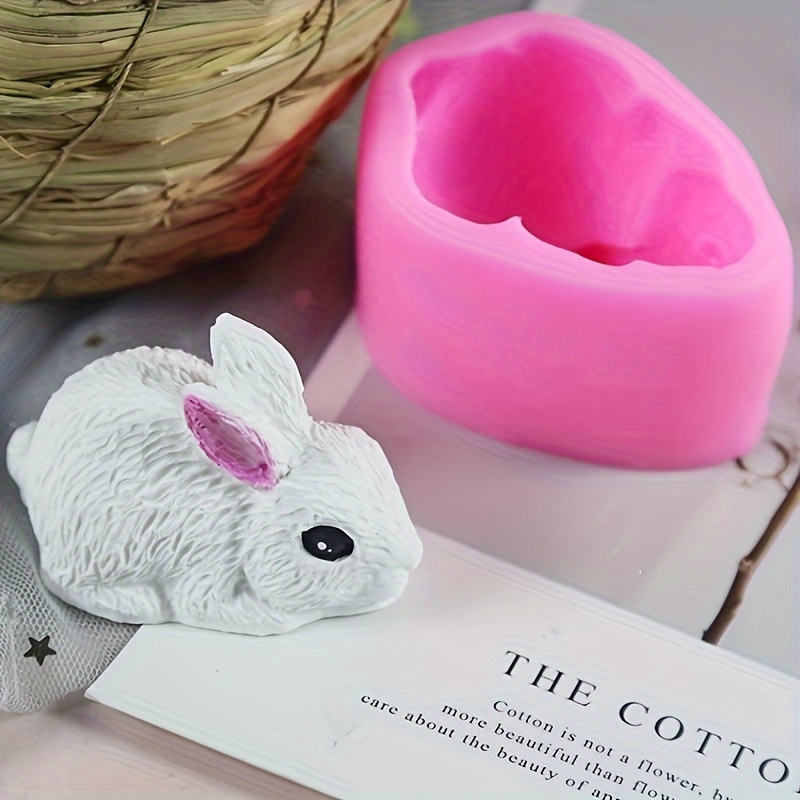 

1pc Pink Silicone Rabbit Mold For Candle, Pudding, Car Aromatherapy, Plaster, Rabbit Fragrance, Crafting Mold