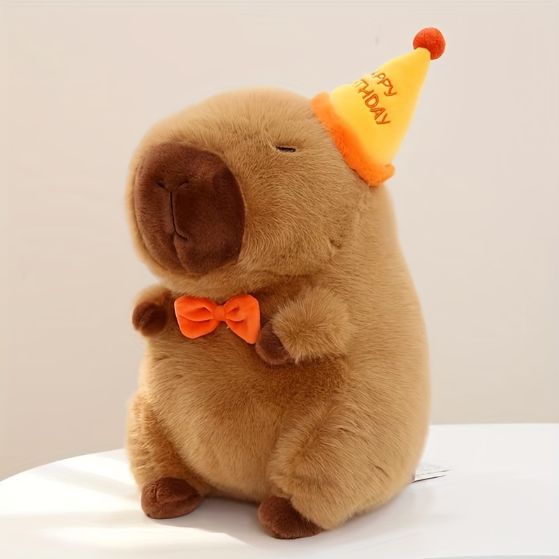 

22cm/8.7inch Cute Dolphin Doll Birthday Hat Capybara Plush Toy Soothing Doll Desktop Home Car Decoration Birthday Gift Children's Day Christmas Gift