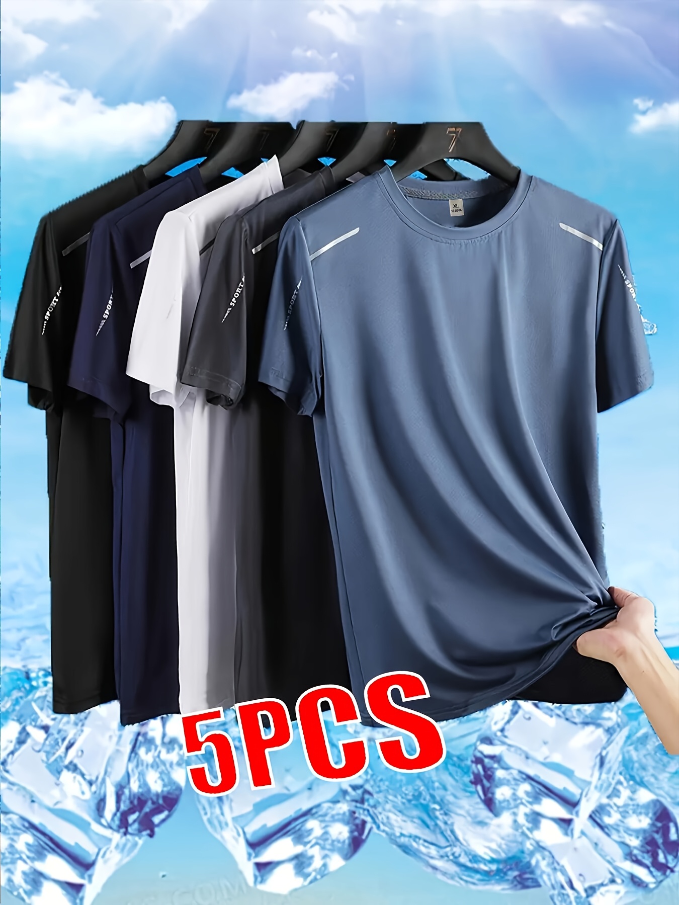 5pcs mens quick dry athletic t shirts breathable moisture wicking short sleeve   solid colors round neck   summer workouts casual wear gym shirts